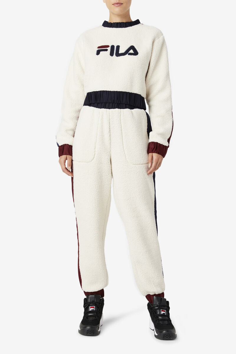 Women's Fila Tabitha Crewneck Tracksuits Navy / Brown | UbuN7NpQYdh