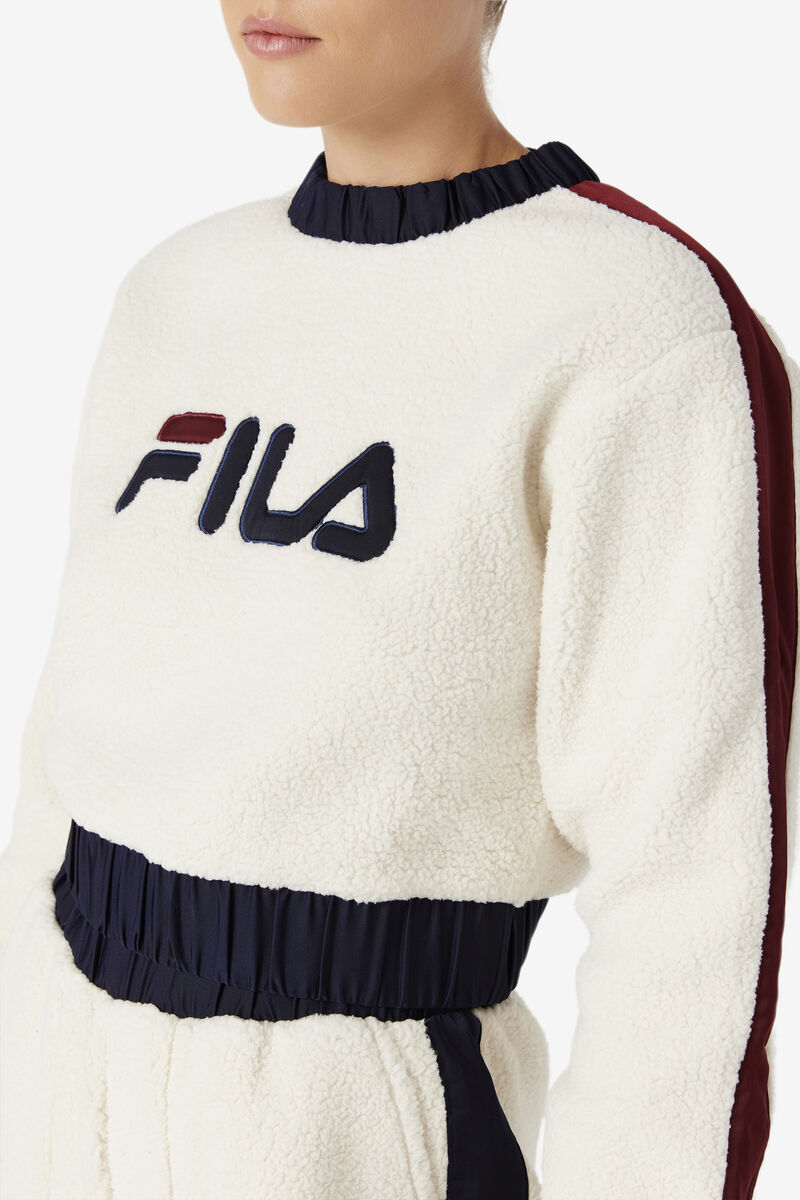 Women's Fila Tabitha Crewneck Tracksuits Navy / Brown | UbuN7NpQYdh