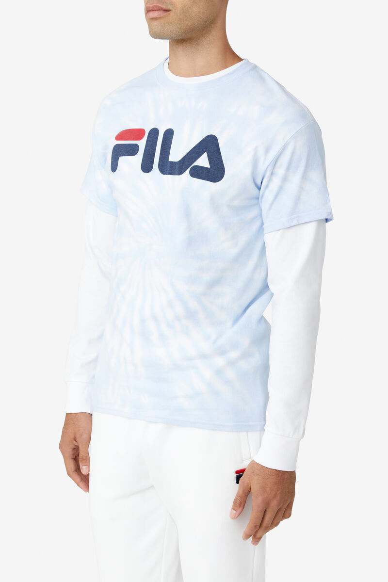 Women's Fila Tie Dye Logo T Shirts Light Blue | GxBnV5dPS8Y