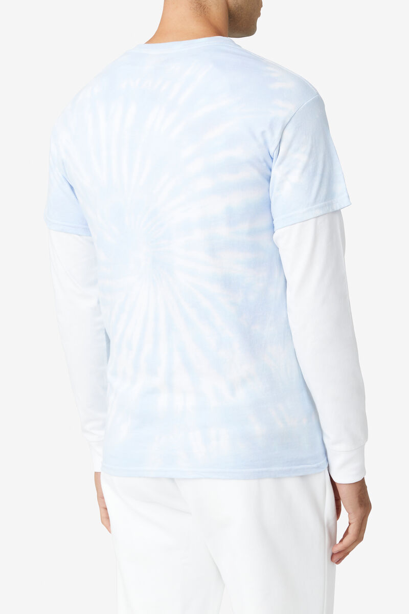 Women's Fila Tie Dye Logo T Shirts Light Blue | GxBnV5dPS8Y