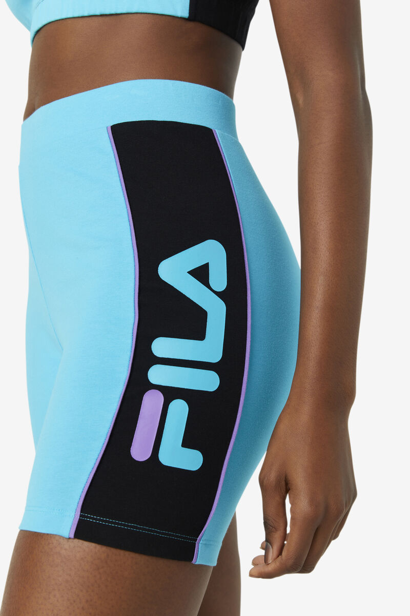 Women's Fila Trina Bike Short Leggings Black / Blue / Purple | lNZXjDLLgoc