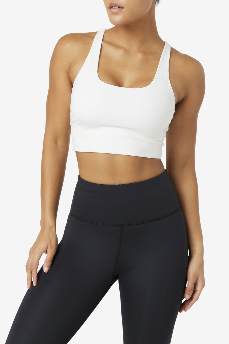 Women's Fila Uplift Cross Back Bra Top Sports Bra White | 9tIFtGMOFoT