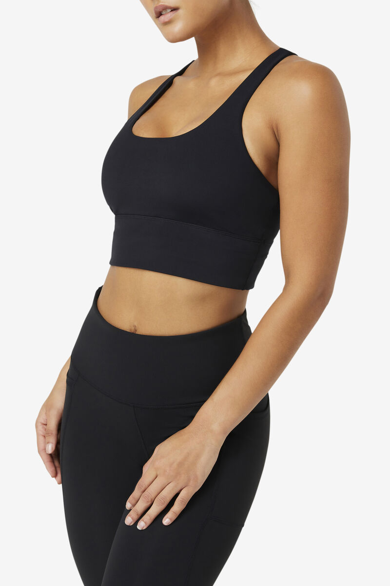 Women's Fila Uplift Cross Back Bra Top Sports Bra Black | NzkVSfAwEJD