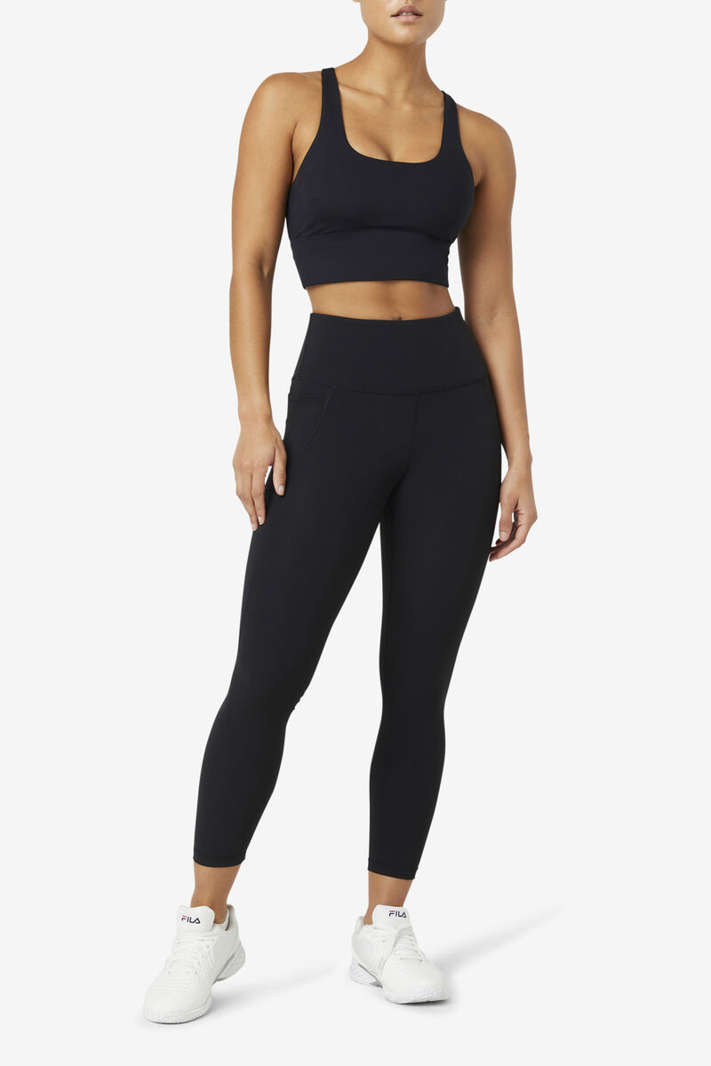 Women's Fila Uplift Cross Back Bra Top Sports Bra Black | NzkVSfAwEJD