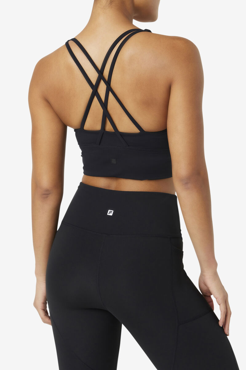 Women's Fila Uplift Cross Back Bra Top Sports Bra Black | NzkVSfAwEJD