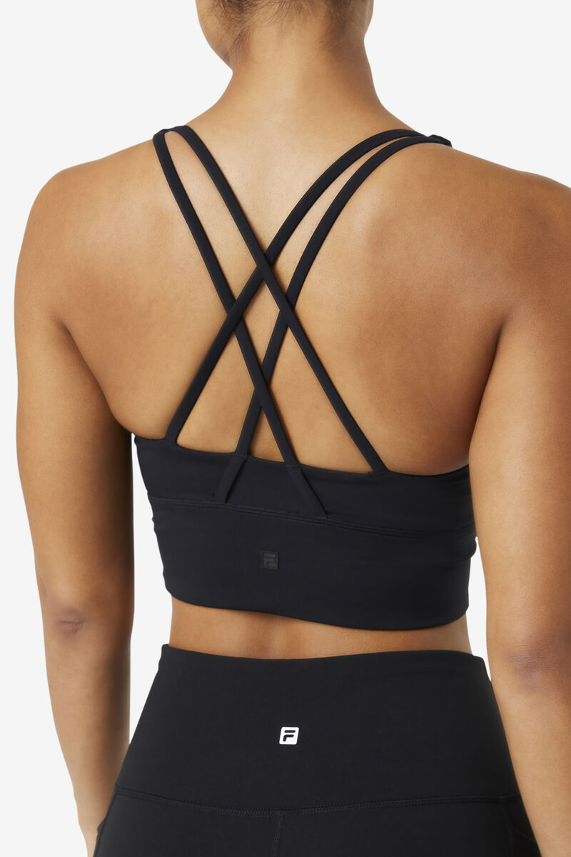 Women's Fila Uplift Cross Back Bra Top Sports Bra Black | NzkVSfAwEJD