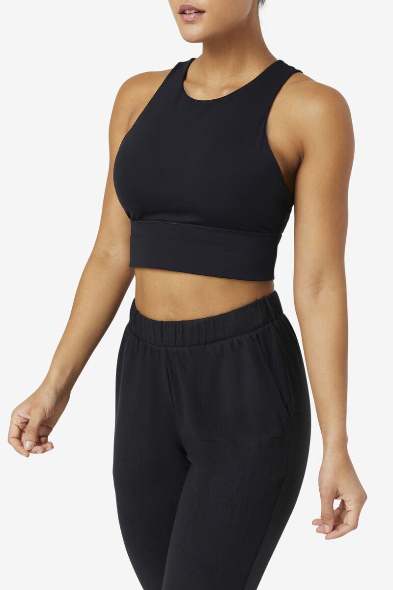 Women's Fila Uplift High Neck Sports Bra Sports Bra Black | HXlm1iqCzjR