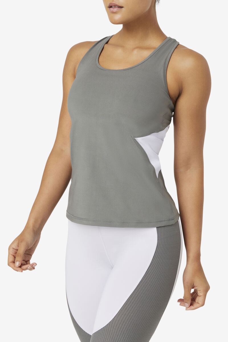 Women's Fila Uplift Open Racerback Tank Top Sports Bra Lavender Blue | FeosD8Ja4UF