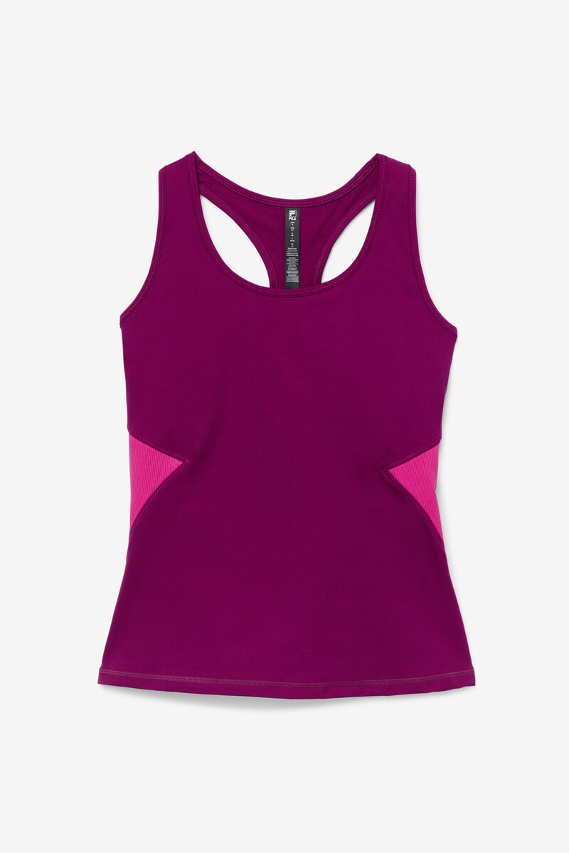 Women\'s Fila Uplift Open Racerback Tank Top Sports Bra Purple / Light Pink | KMVY1R7Orp7