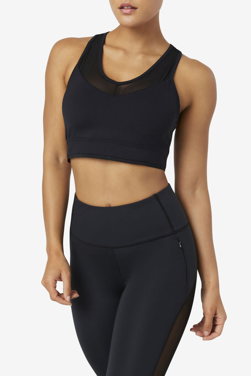 Women's Fila Uplift Racerback Bra Top Sports Bra Black | kldz3OX5jML