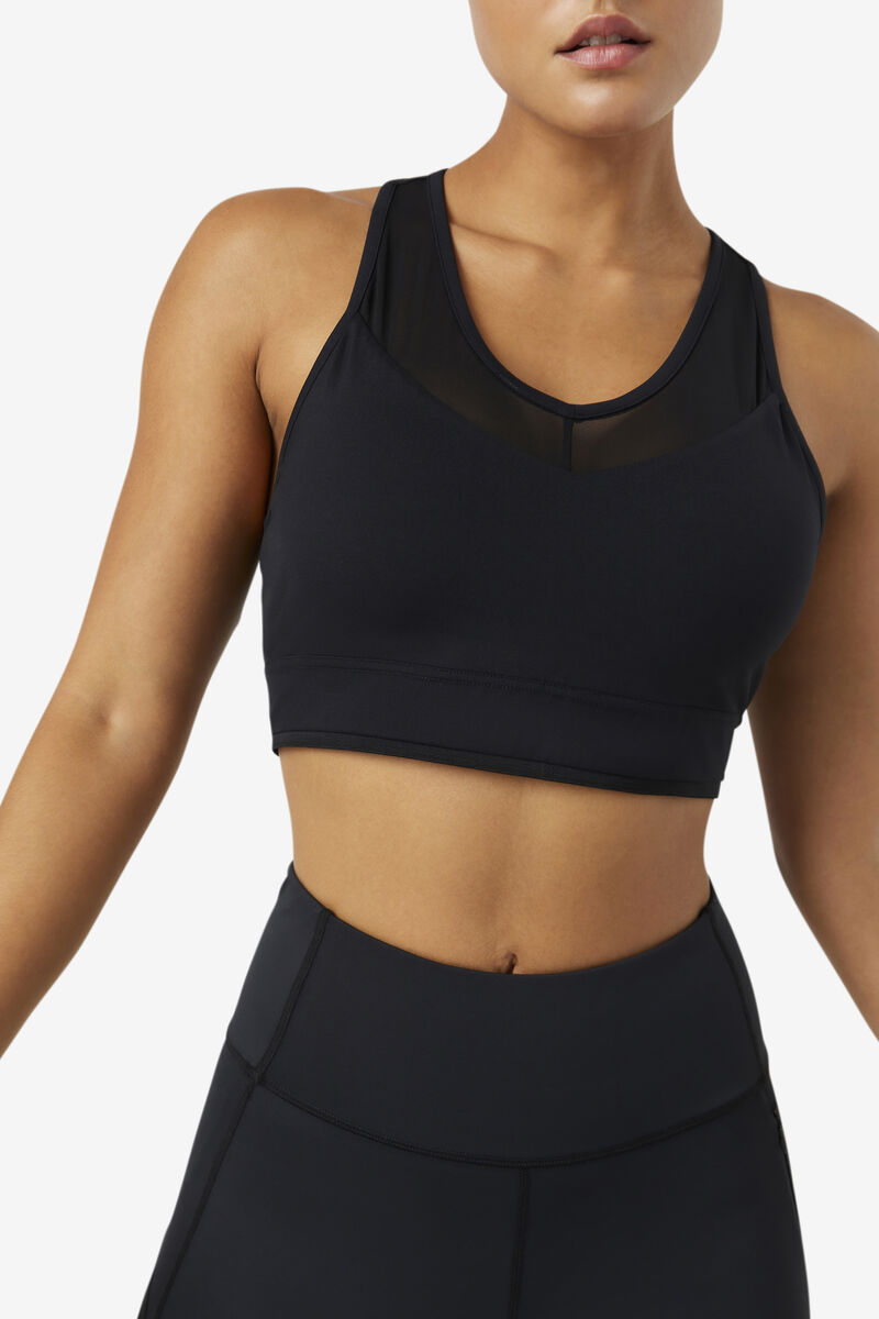 Women's Fila Uplift Racerback Bra Top Sports Bra Black | kldz3OX5jML