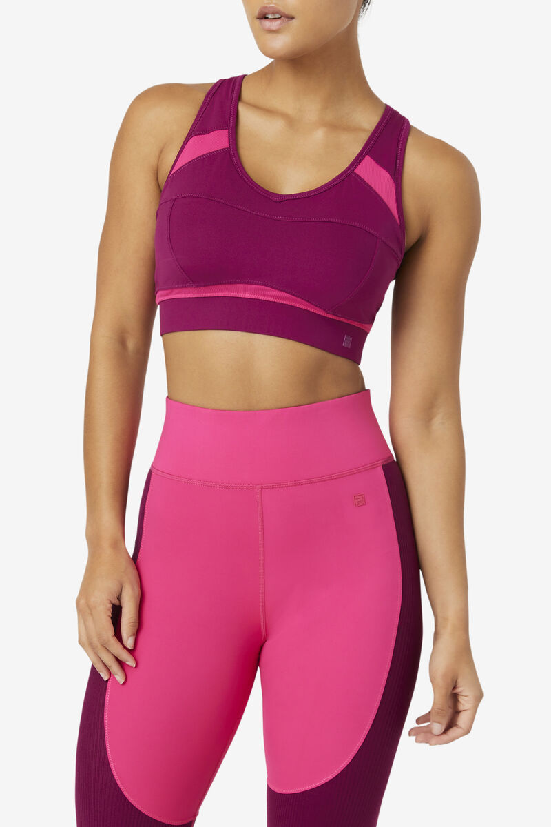 Women's Fila Uplift Racerback Sports Bra Sports Bra Purple / Light Pink | Mv1mVdXxzX4
