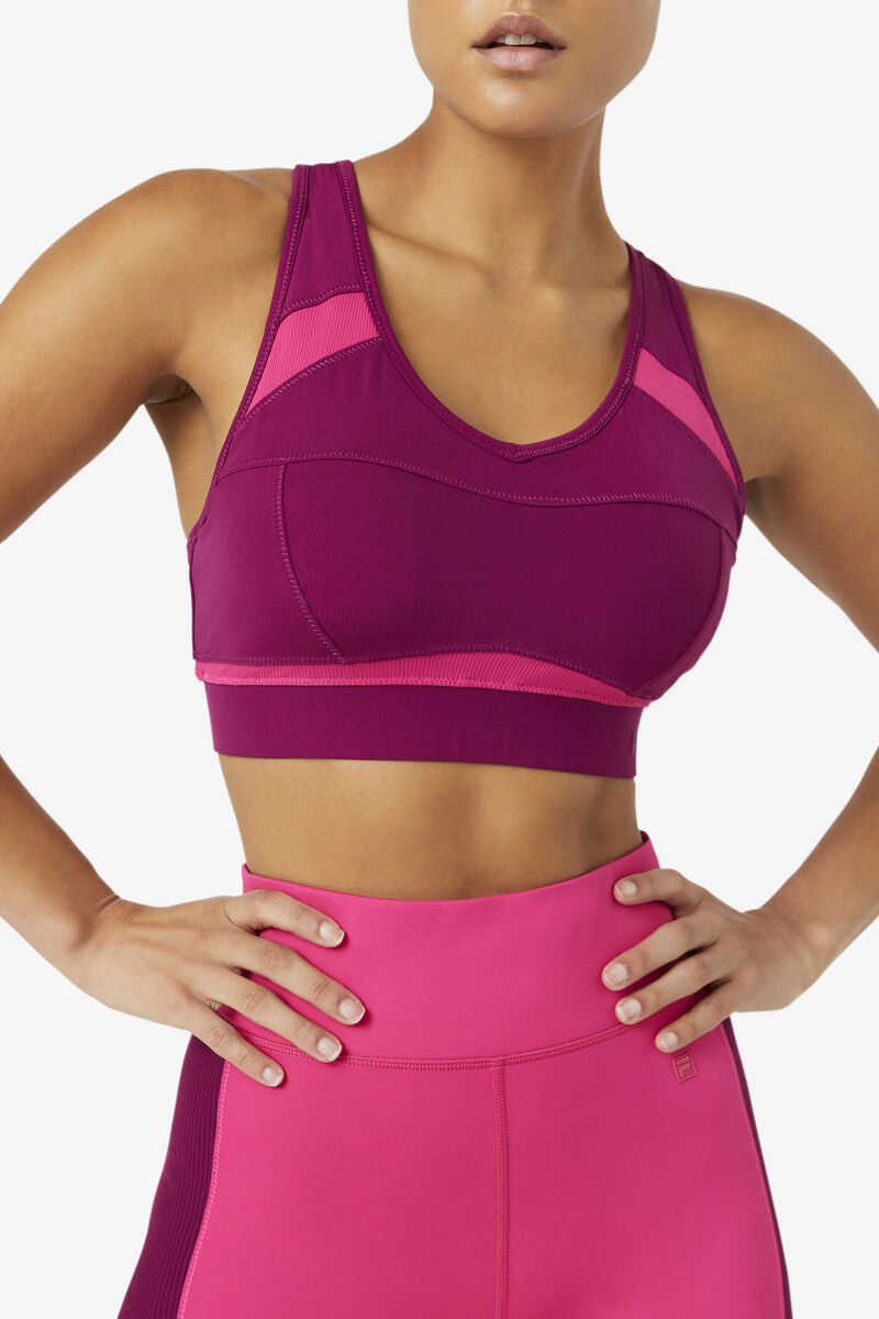 Women's Fila Uplift Racerback Sports Bra Sports Bra Purple / Light Pink | Mv1mVdXxzX4