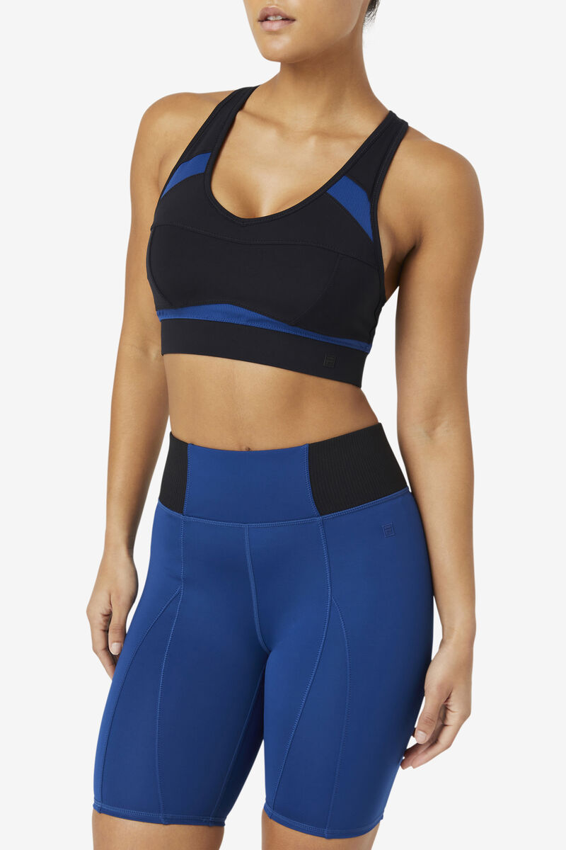 Women's Fila Uplift Racerback Sports Bra Sports Bra Black / Navy | OvUexz6pWVh