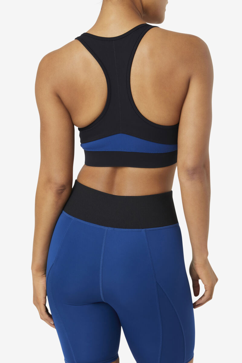 Women's Fila Uplift Racerback Sports Bra Sports Bra Black / Navy | OvUexz6pWVh