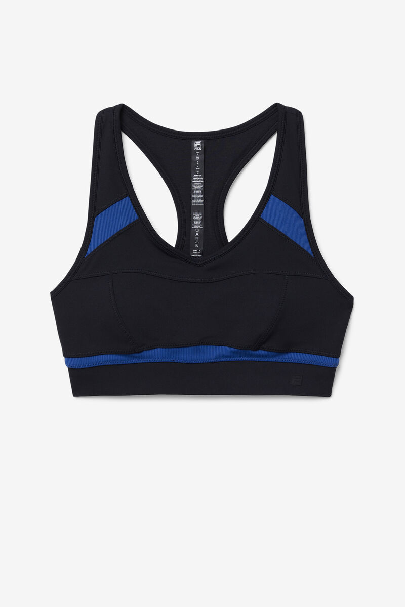 Women\'s Fila Uplift Racerback Sports Bra Sports Bra Black / Navy | OvUexz6pWVh
