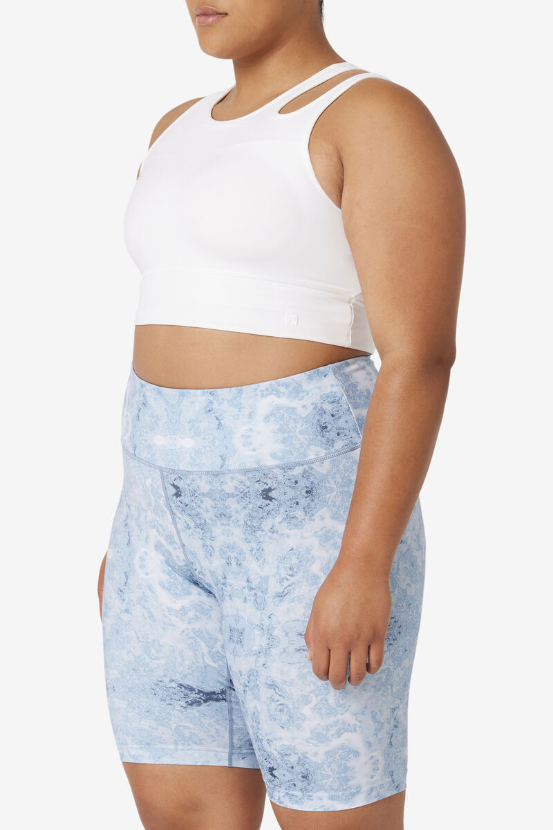 Women's Fila Uplift Slice Crop Bra Top Sports Bra White | qPLGWDzUm2M