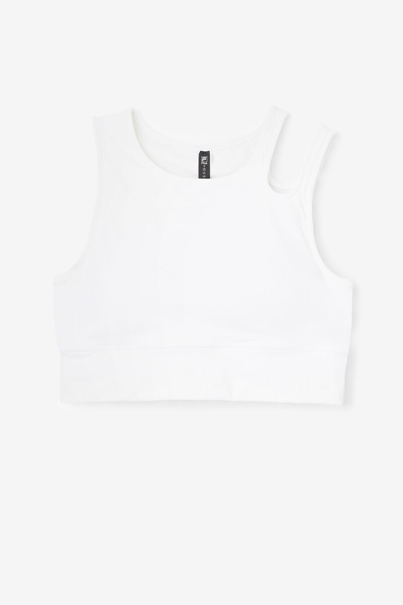 Women\'s Fila Uplift Slice Crop Bra Top Sports Bra White | qPLGWDzUm2M