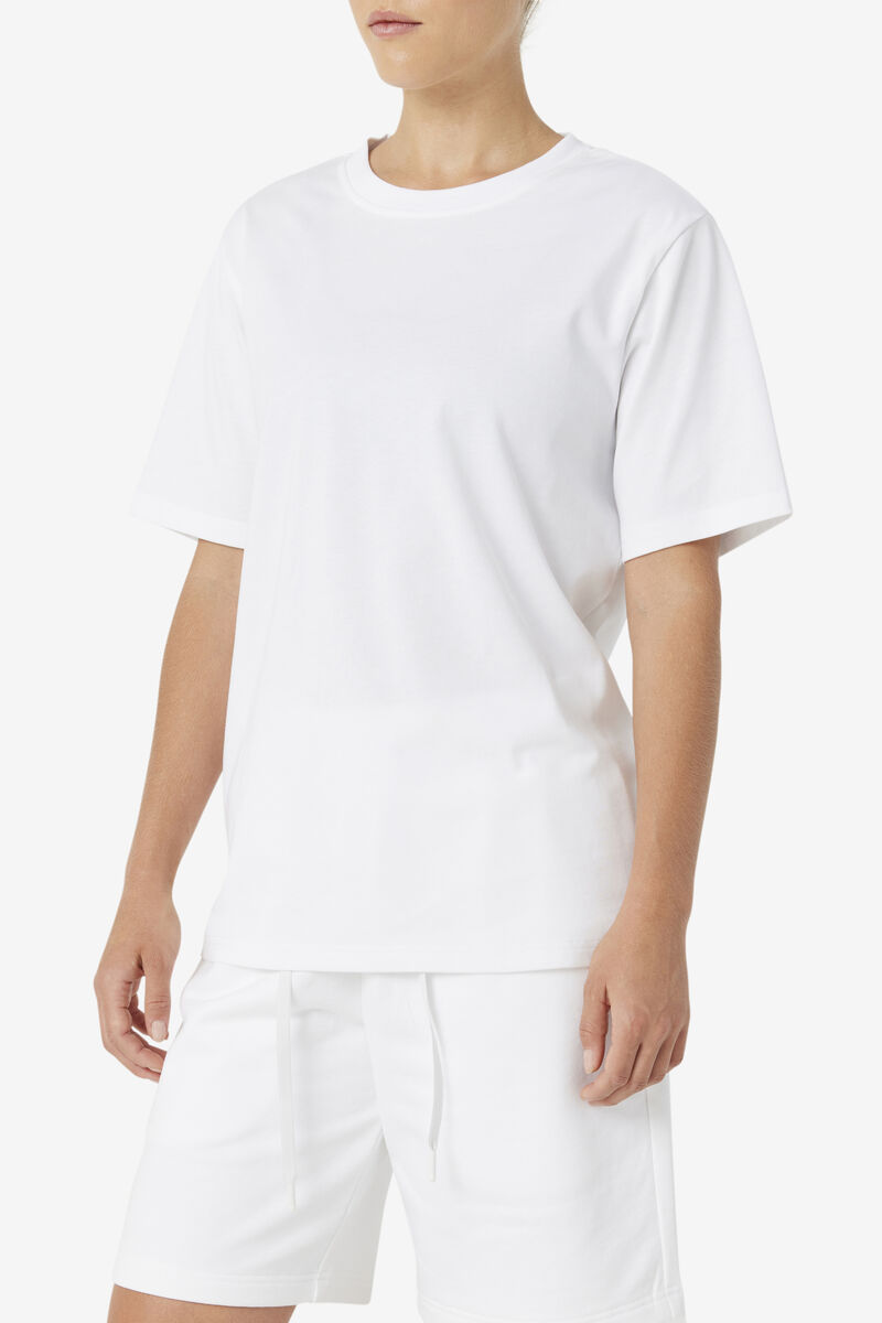 Women's Fila Vinny T Shirts White / Yellow | tQ4C4z14QO9