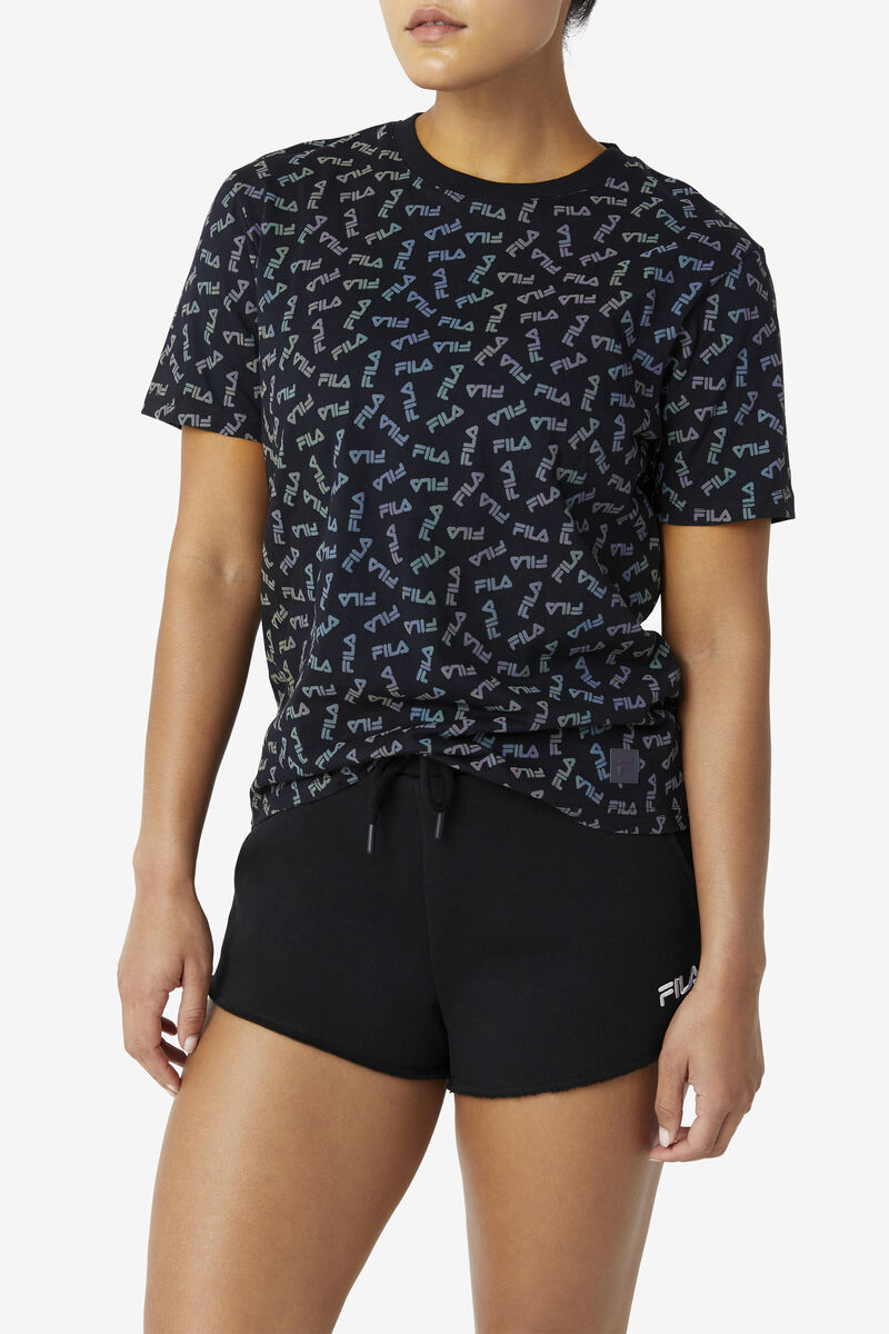 Women's Fila Whitney Boyfriend T Shirts Black | mYE6r31gVos
