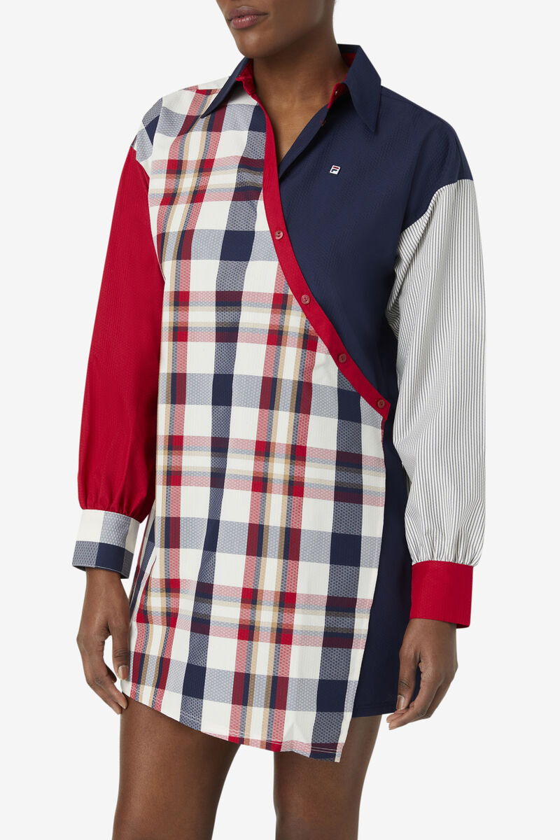 Women's Fila Zerlina Dress Dresses Navy / Red | vVLuQxf4vQa